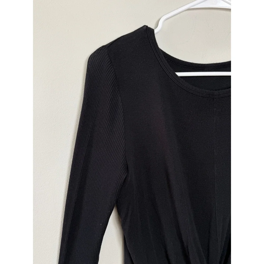 Alo Yoga Long Sleeve Top Women S Black Ribbed Twist Front Athleisure Balletcore‎